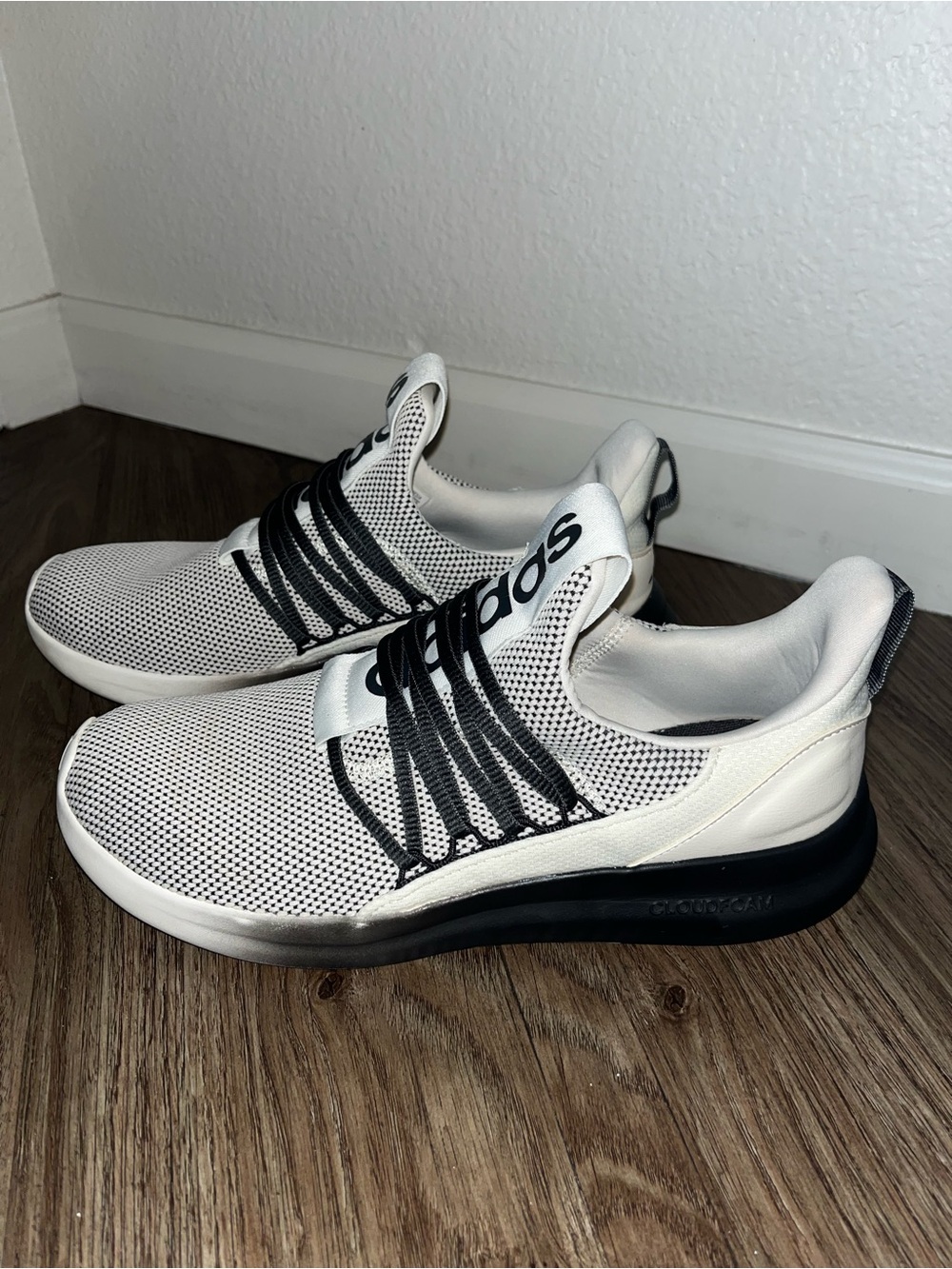 adidas Men’s White and Black Mesh Athletic Sneakers